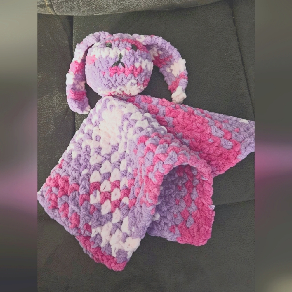 Handmade Crocheted Bunny Lovey Blanket